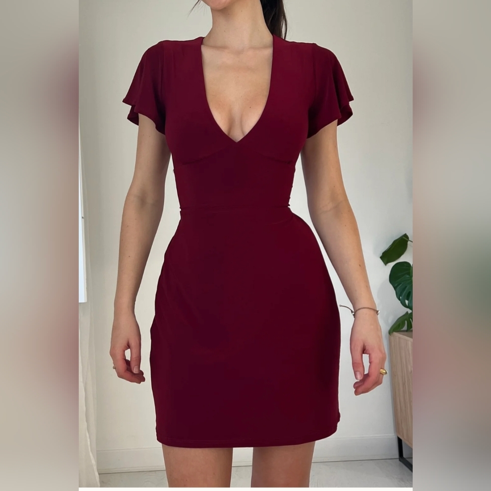 AYM Studio Freya Mini Dress, Wine Red, Size Small, NWT